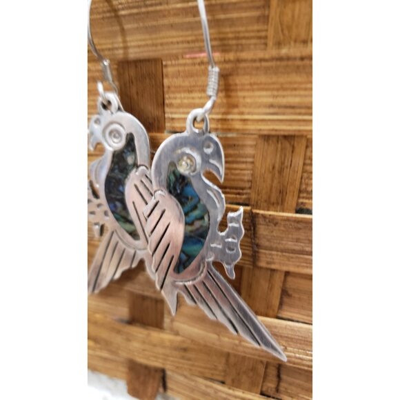 Silver Parrot Earrings Vintage Silver Mexican 925 - Picture 2 of 10